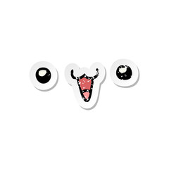 distressed sticker of a cute happy face cartoon