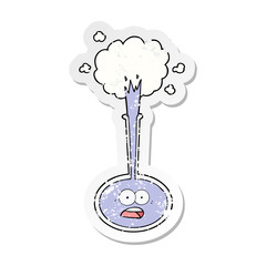 distressed sticker of a cartoon science accident