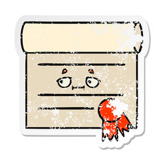 distressed sticker of a cute cartoon certificate