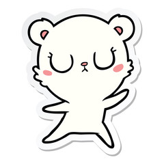 sticker of a peaceful cartoon polar bear