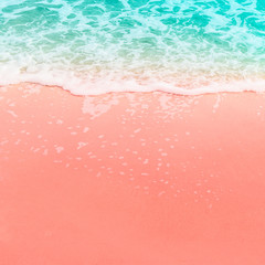 Trend  of the colors for this season - living coral..Summer concept, sea beach in trend colors