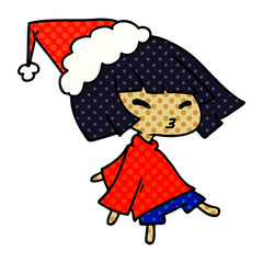 christmas cartoon of kawaii girl