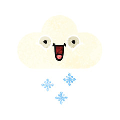 retro illustration style cartoon snow cloud