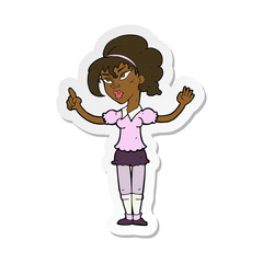 sticker of a cartoon woman with idea