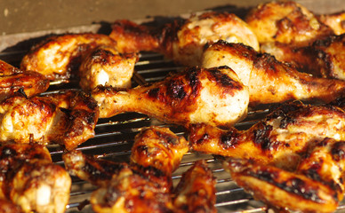 Grilled chicken on the grill