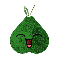 retro illustration style cartoon pear