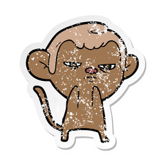 distressed sticker of a cartoon monkey