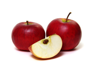 Apple with slice on a white background
