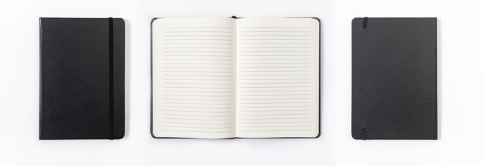 black notebook on white background with clipping path - obrazy, fototapety, plakaty