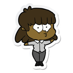 sticker of a cartoon whistling girl