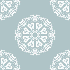 Orient vector classic pattern. Seamless abstract blue and white background with vintage elements. Orient background. Ornament for wallpaper and packaging
