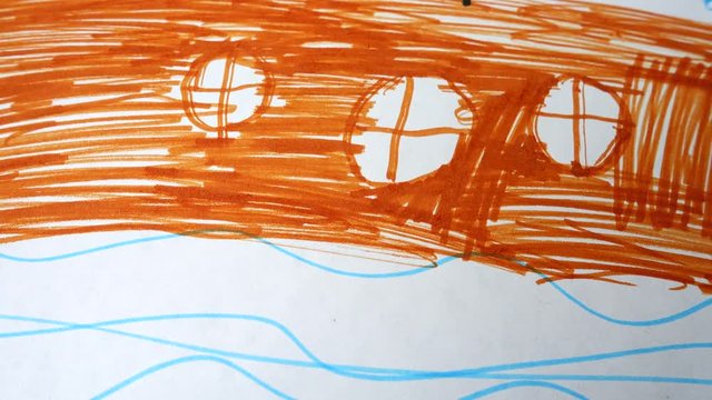The drawing of pirates by the ship.