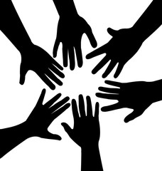 Fototapeta premium hands together, silhouette vector