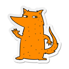 sticker of a cartoon fox waving