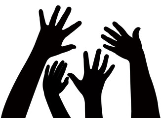 hands together, silhouette vector