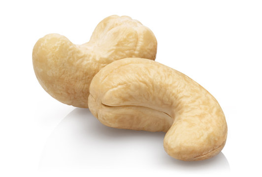 Delicious cashew nuts, isolated on white background