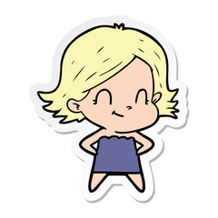 sticker of a cartoon friendly girl