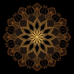 Luxury golden mandala art design on dark background