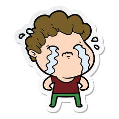 sticker of a cartoon man crying