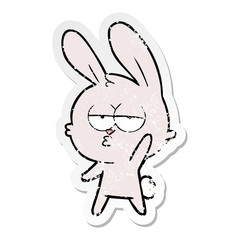 distressed sticker of a cute cartoon rabbit
