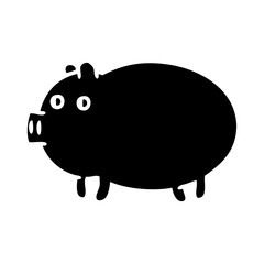 flat symbol fat pig