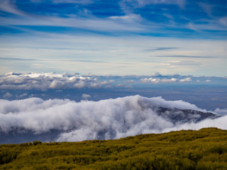 Landscape with a sea of clouds on the mountain in La Covatilla, Bejar (Salamanca)
