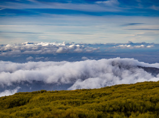 Landscape with a sea of clouds on the mountain in La Covatilla, Bejar (Salamanca)
