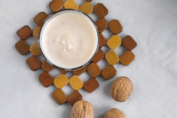 Cream coffee and nuts