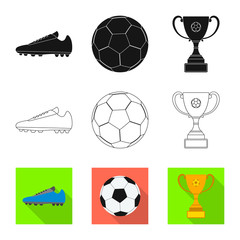 Vector design of soccer and gear sign. Collection of soccer and tournament stock vector illustration.