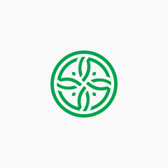 cross logo line with overlap style and circle design template