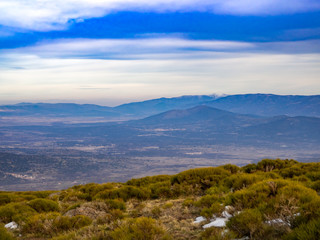 Aerial view of a mountain landscape on La Covatilla, Bejar (Salamanca)