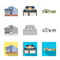 Isolated object of building and front symbol. Collection of building and roof vector icon for stock.