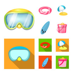 Isolated object of equipment and swimming logo. Set of equipment and activity stock vector illustration.