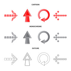 Vector illustration of element and arrow symbol. Set of element and direction stock vector illustration.
