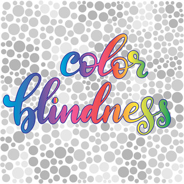 Lettering vector illustration of a word color blindness with test