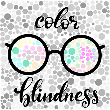 Lettering vector illustration of a word color blindness with test