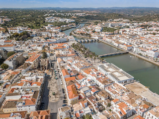 Obraz premium Aerial view of charming Tavira in sunny day, Algarve, Portugal