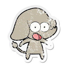 distressed sticker of a cute cartoon elephant