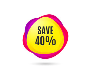 Save 40% off. Sale Discount offer price sign. Special offer symbol. Gradient sales tag. Abstract shopping banner. Template for design. Vector
