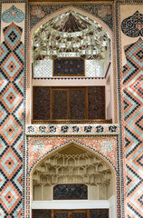 Details of decoration of facade of the Palace of Sheki Khans in Sheki, Azerbaijan