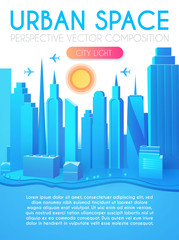 Obraz premium 3D City Concept. Urban Background with Skyscrappers. Perspective Scene.