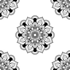 Seamless pattern of mandala on white background