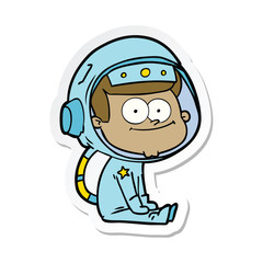 sticker of a happy astronaut cartoon
