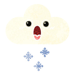 retro illustration style cartoon snow cloud