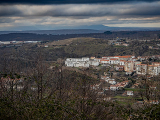 Fototapeta premium Aerial view of the mountain village Bejar (Salamanca)