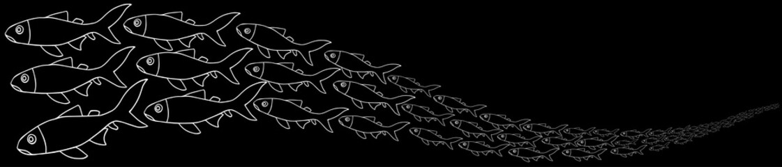 Large banner on a black background, drawn by hand.