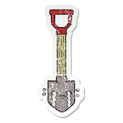 distressed sticker of a cartoon crying shovel