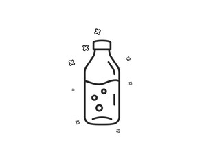 Water bottle line icon. Soda aqua drink sign. Liquid symbol. Geometric shapes. Random cross elements. Linear Water bottle icon design. Vector