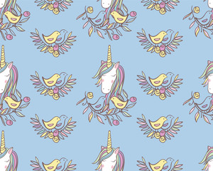 Unicorn Rainbow seamless pattern - girls scrapbook paper. Perfect for wrapping presents, scrapbook pages, cards, party decorations, book/journal cover, product design, apparel, planners, invitations