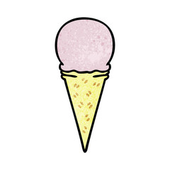 quirky hand drawn cartoon strawberry ice cream cone